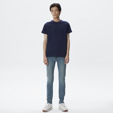  Erkek Regular Fit Bisiklet Yaka Baskılı Lacivert T-Shirt