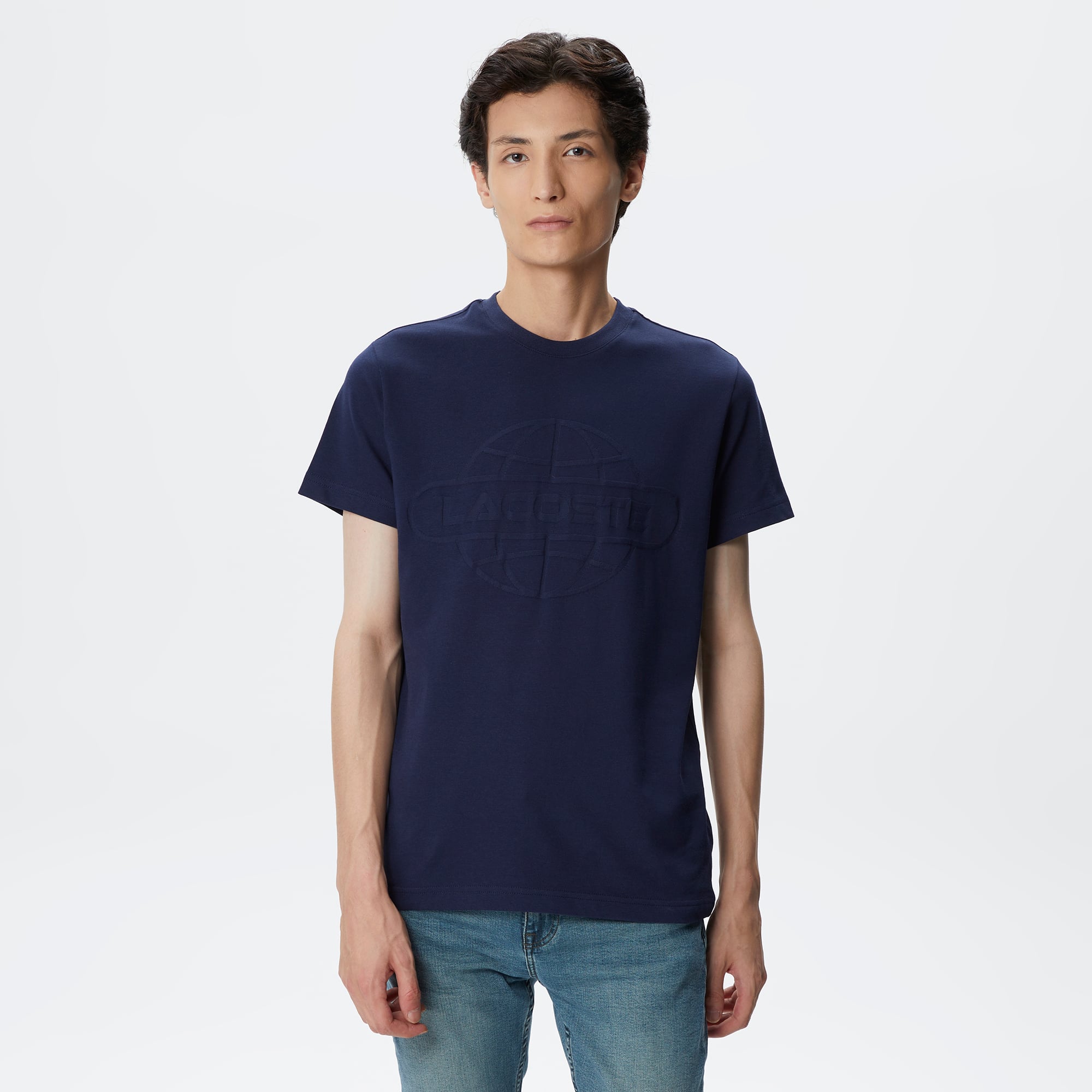  Erkek Regular Fit Bisiklet Yaka Baskılı Lacivert T-Shirt