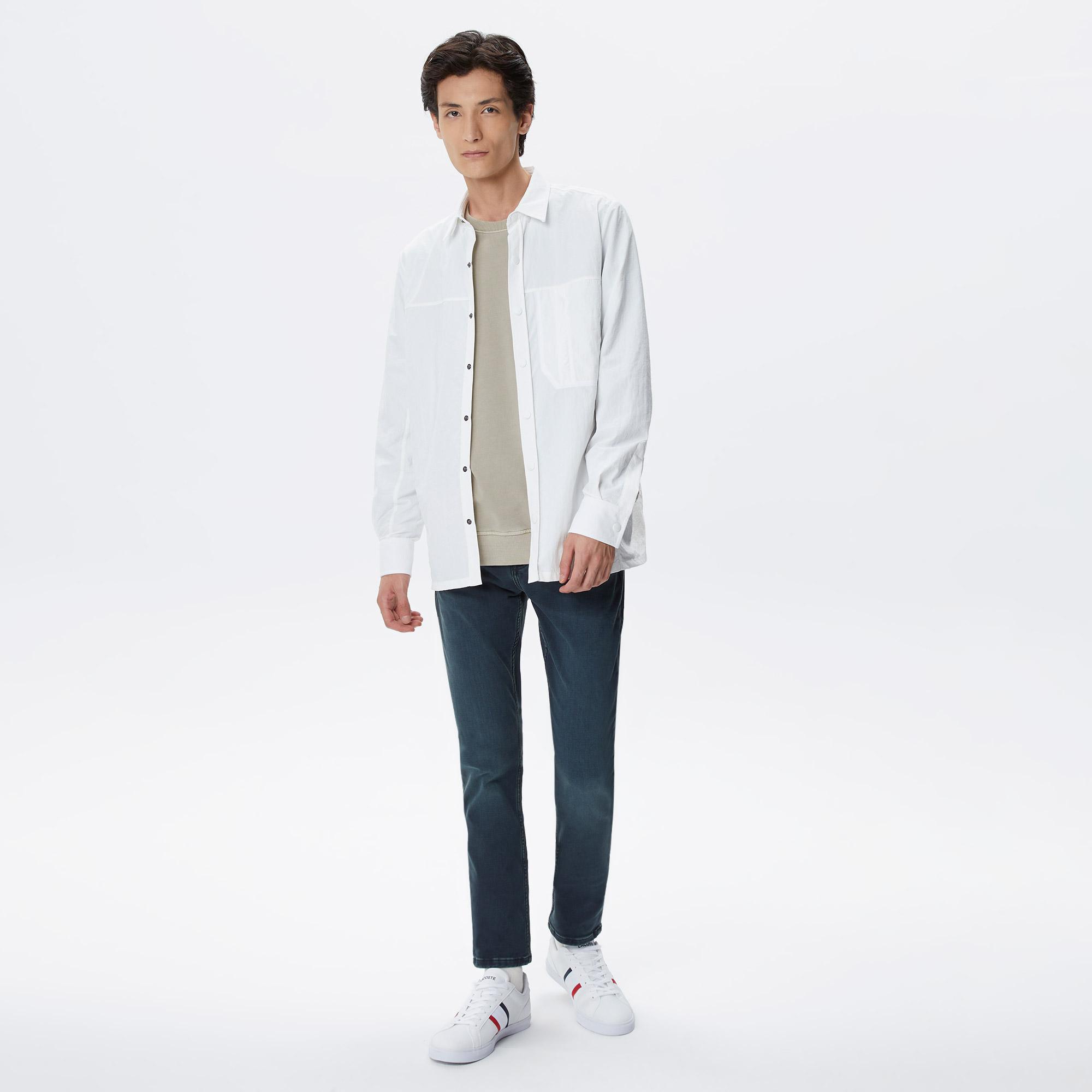 Erkek Relaxed Fit Baskılı Ekru Gömlek