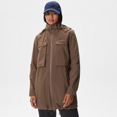  Kadın Kapüşonlu Kahverengi Mont