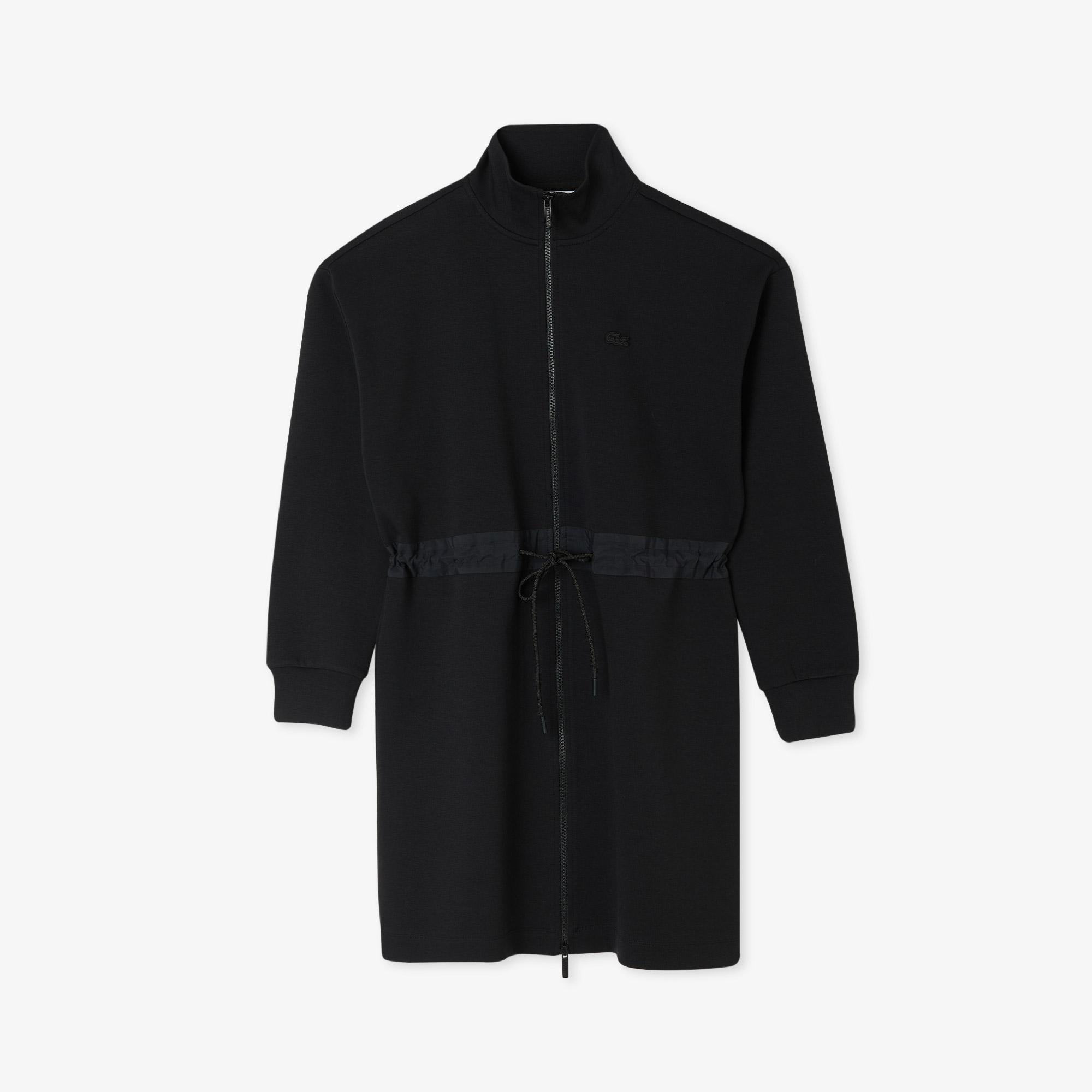 Kadın Loose Fit Uzun Kollu Dik Yaka Siyah Elbise