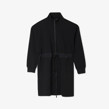  Kadın Loose Fit Uzun Kollu Dik Yaka Siyah Elbise