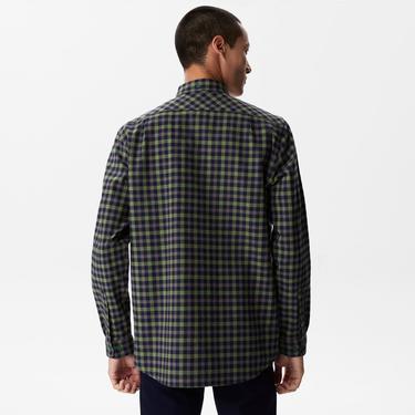  Erkek Regular Fit Ekose Koyu Yeşil Gömlek