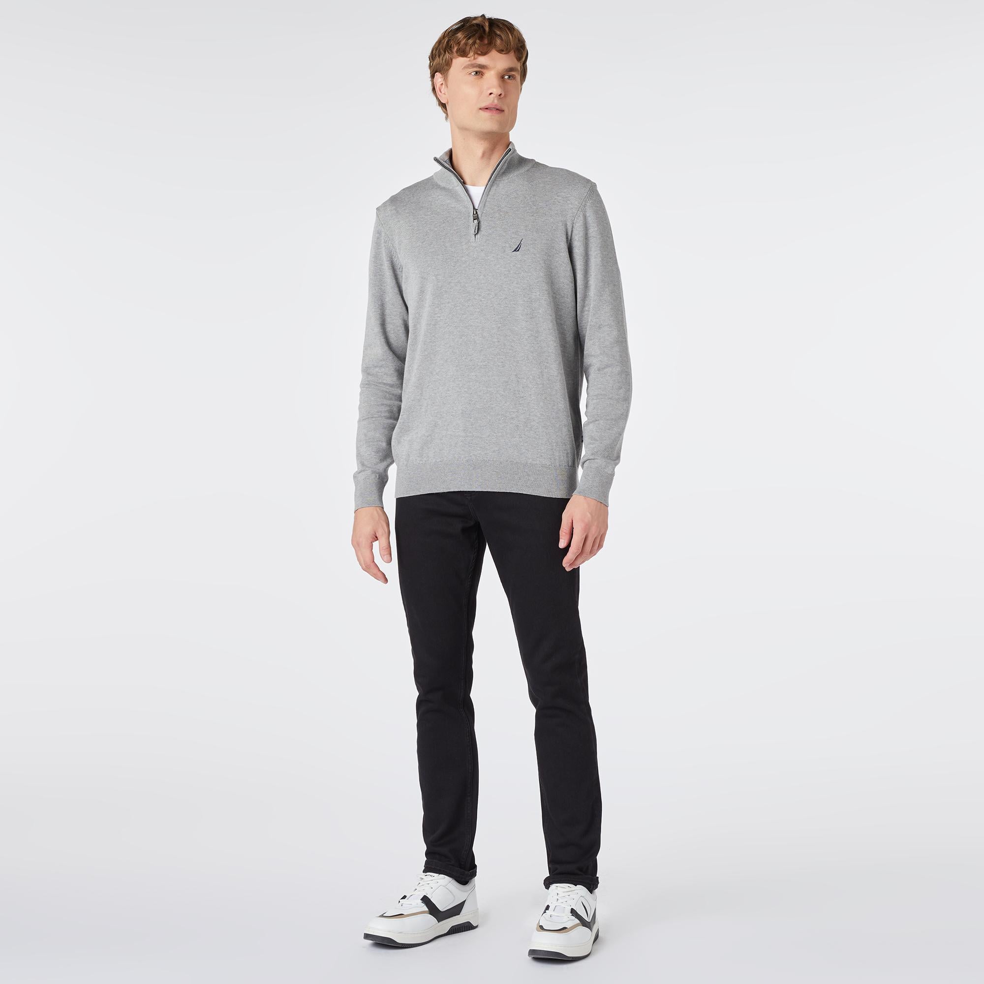 Nautica Erkek Gri Standart Fit Dik Yakalı Kazak