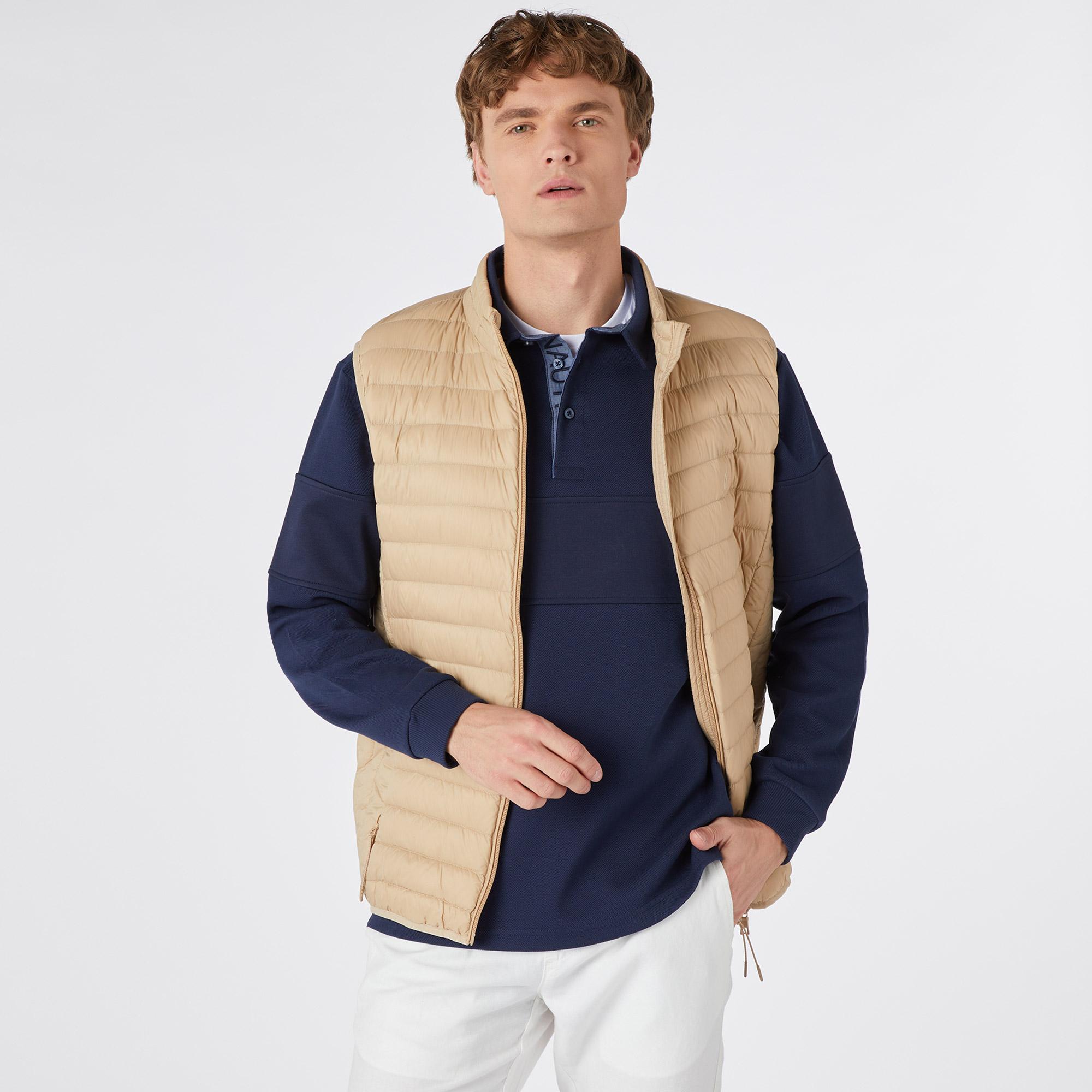 Nautica Erkek Bej Standart Fit Yelek