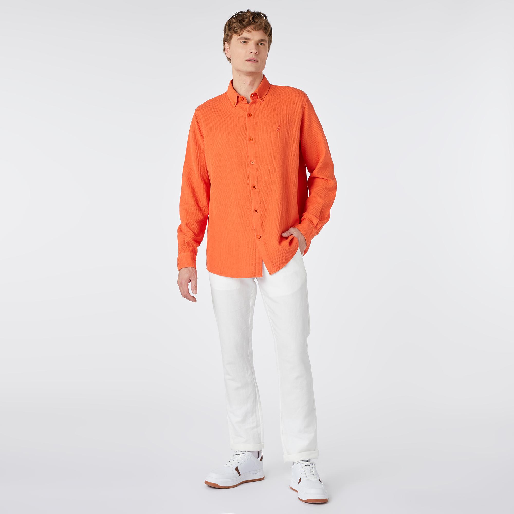 Nautica Erkek Turuncu Classic Fit Gömlek