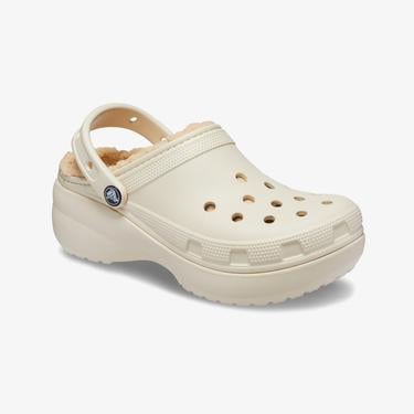  Crocs Classic Platform Lined Clog Kadın Krem Terlik