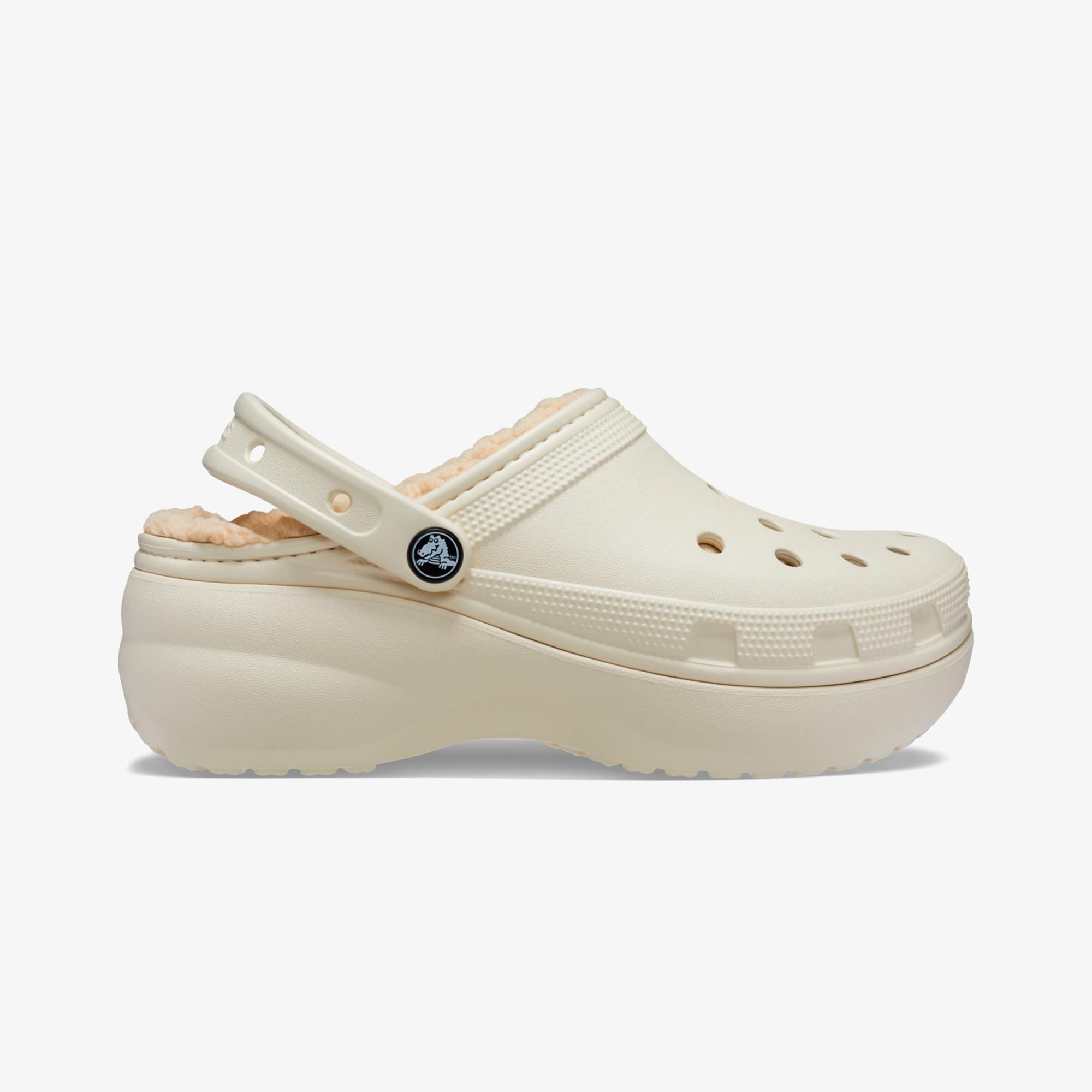 Crocs Classic Platform Lined Clog Kadın Krem Terlik