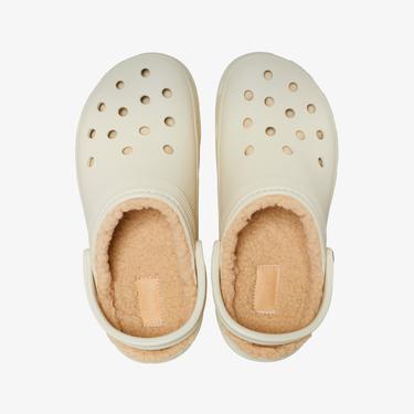  Crocs Classic Platform Lined Clog Kadın Krem Terlik