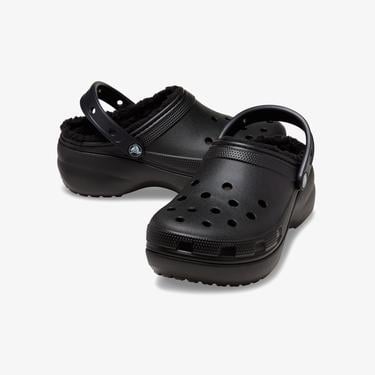  Crocs Classic Platform Lined Clog Noir Kadın Siyah Terlik
