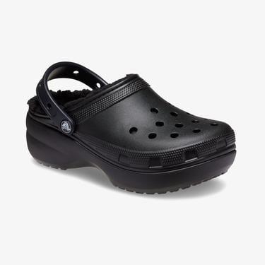  Crocs Classic Platform Lined Clog Noir Kadın Siyah Terlik