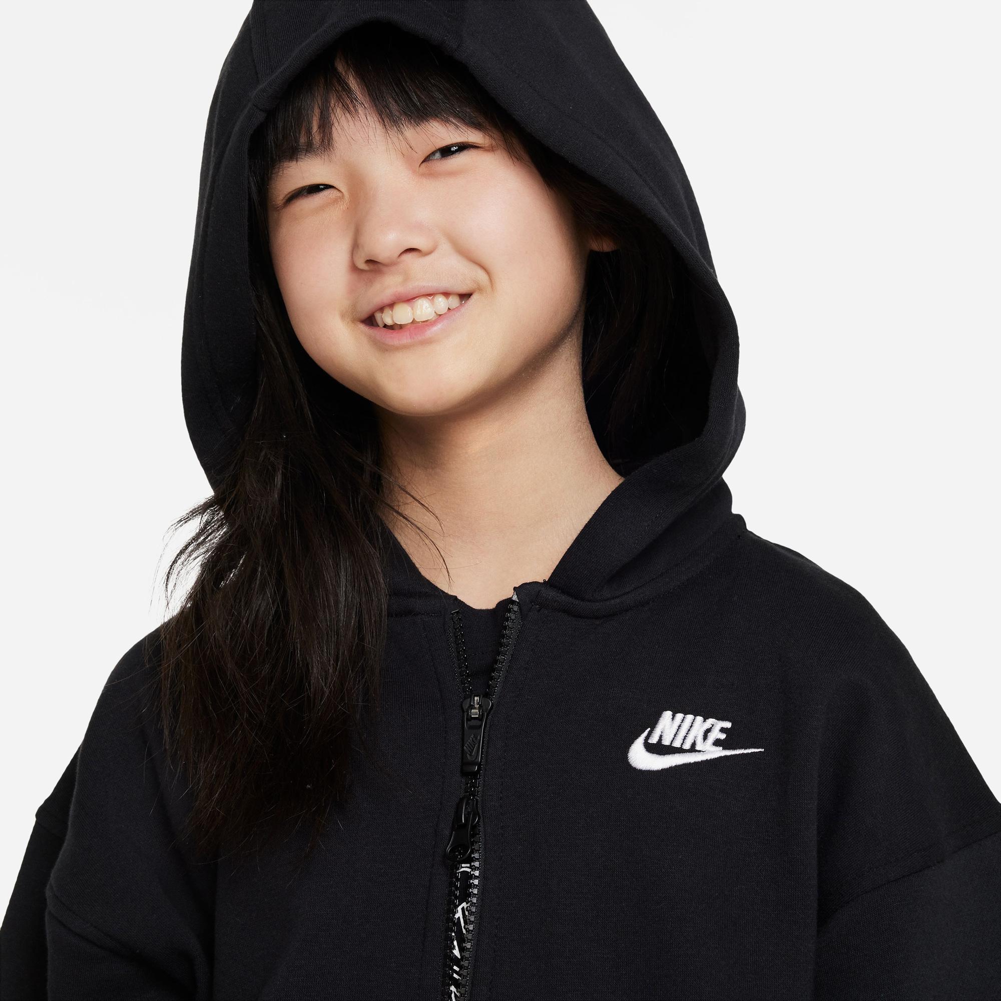 Nike Sportswear Club Fleece Oversize Full Zip Çocuk Siyah Hoodie
