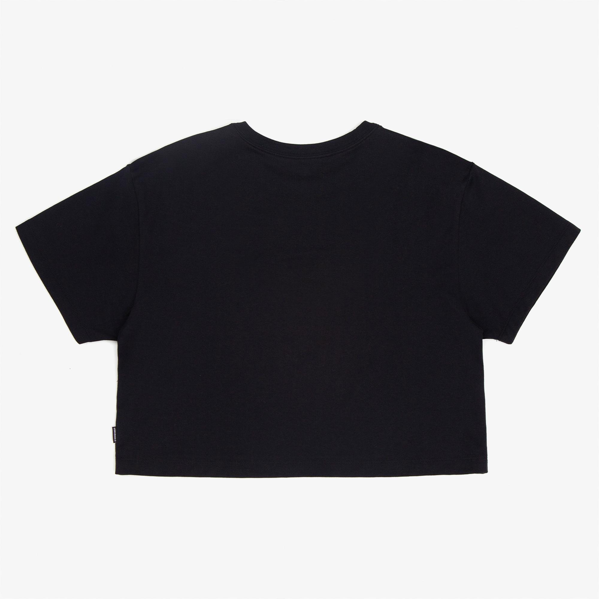 Converse Converse Wordmark Cropped Kadın Siyah T-Shirt