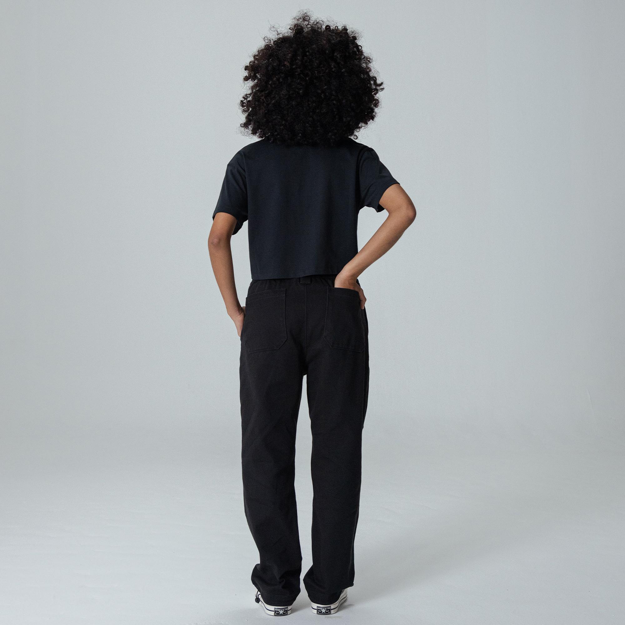 Converse Converse Wordmark Cropped Kadın Siyah T-Shirt