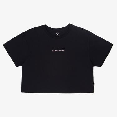  Converse Converse Wordmark Cropped Kadın Siyah T-Shirt