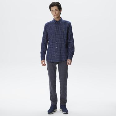  Erkek Regular Fit Ekose Lacivert Gömlek