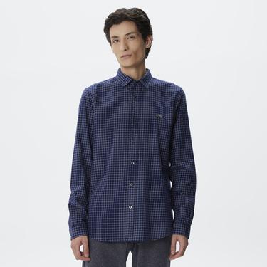  Erkek Regular Fit Ekose Lacivert Gömlek