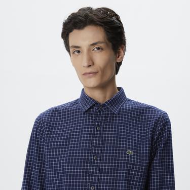  Erkek Regular Fit Ekose Lacivert Gömlek