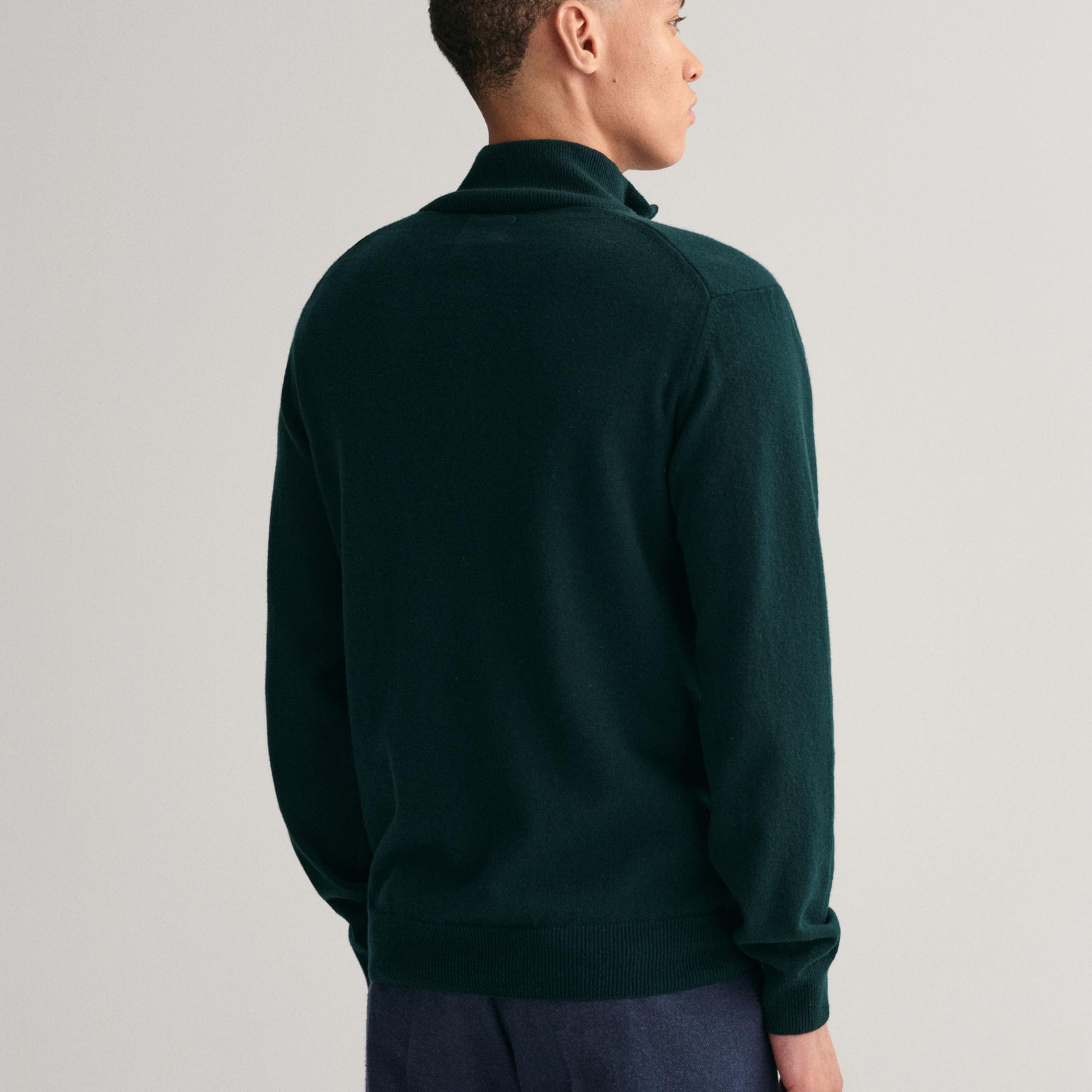 GANT Erkek Yeşil Regular Fit Yarım Fermuarlı Yün Kazak