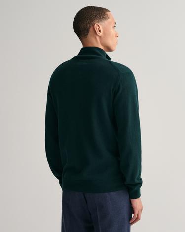  GANT Erkek Yeşil Regular Fit Yarım Fermuarlı Yün Kazak