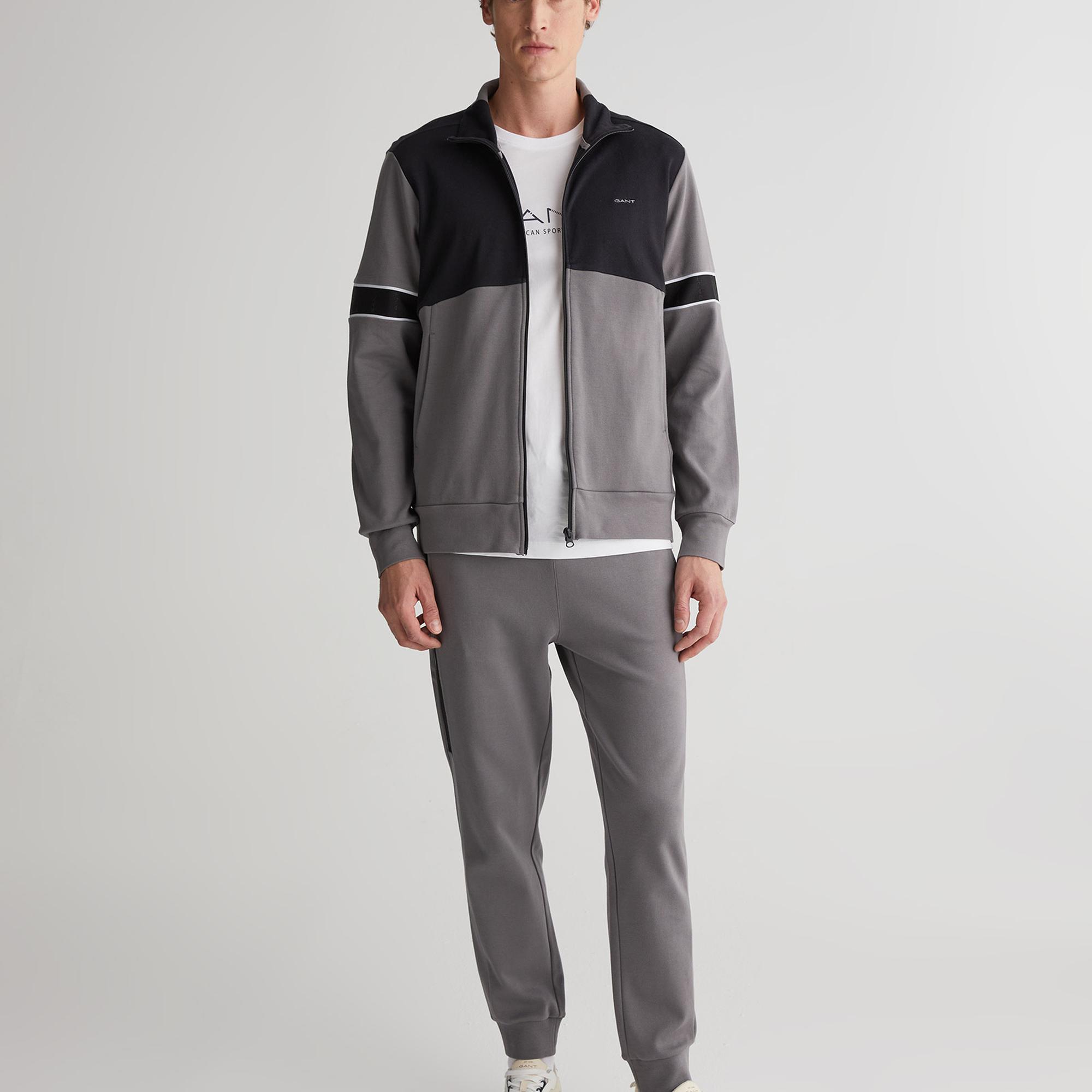 GANT Erkek Gri Regular Fit Fermuarlı Sweatshirt