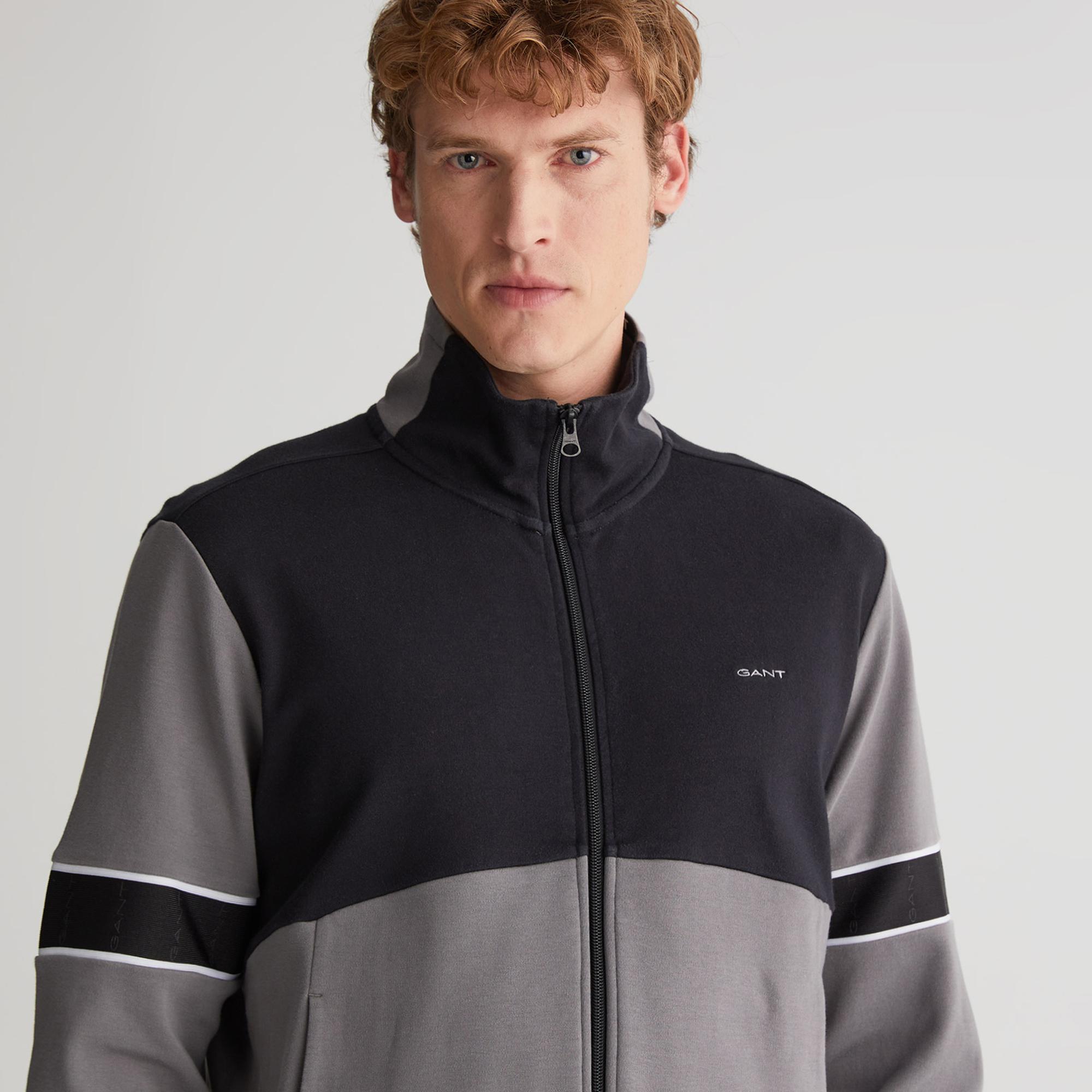 GANT Erkek Gri Regular Fit Fermuarlı Sweatshirt