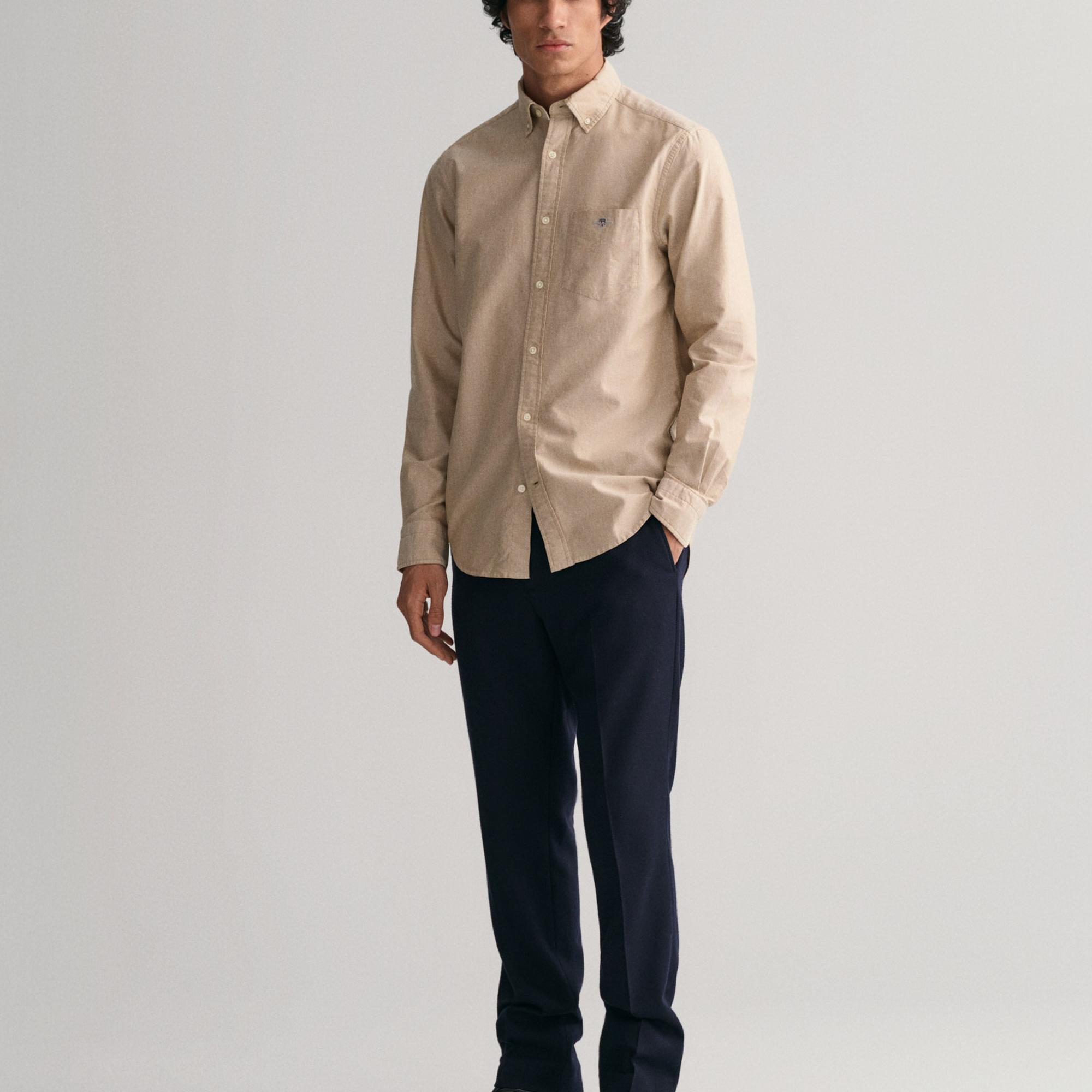 GANT Erkek Kahverengi Regular Fit Düğmeli Yaka Oxford Gömlek