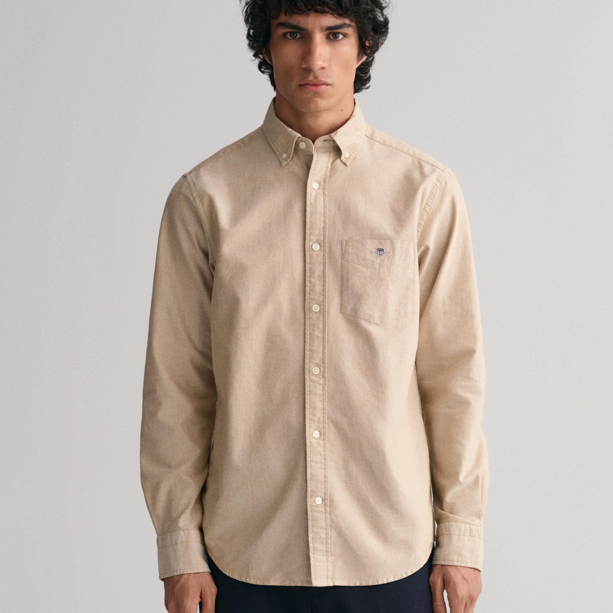 GANT Erkek Kahverengi Regular Fit Düğmeli Yaka Oxford Gömlek