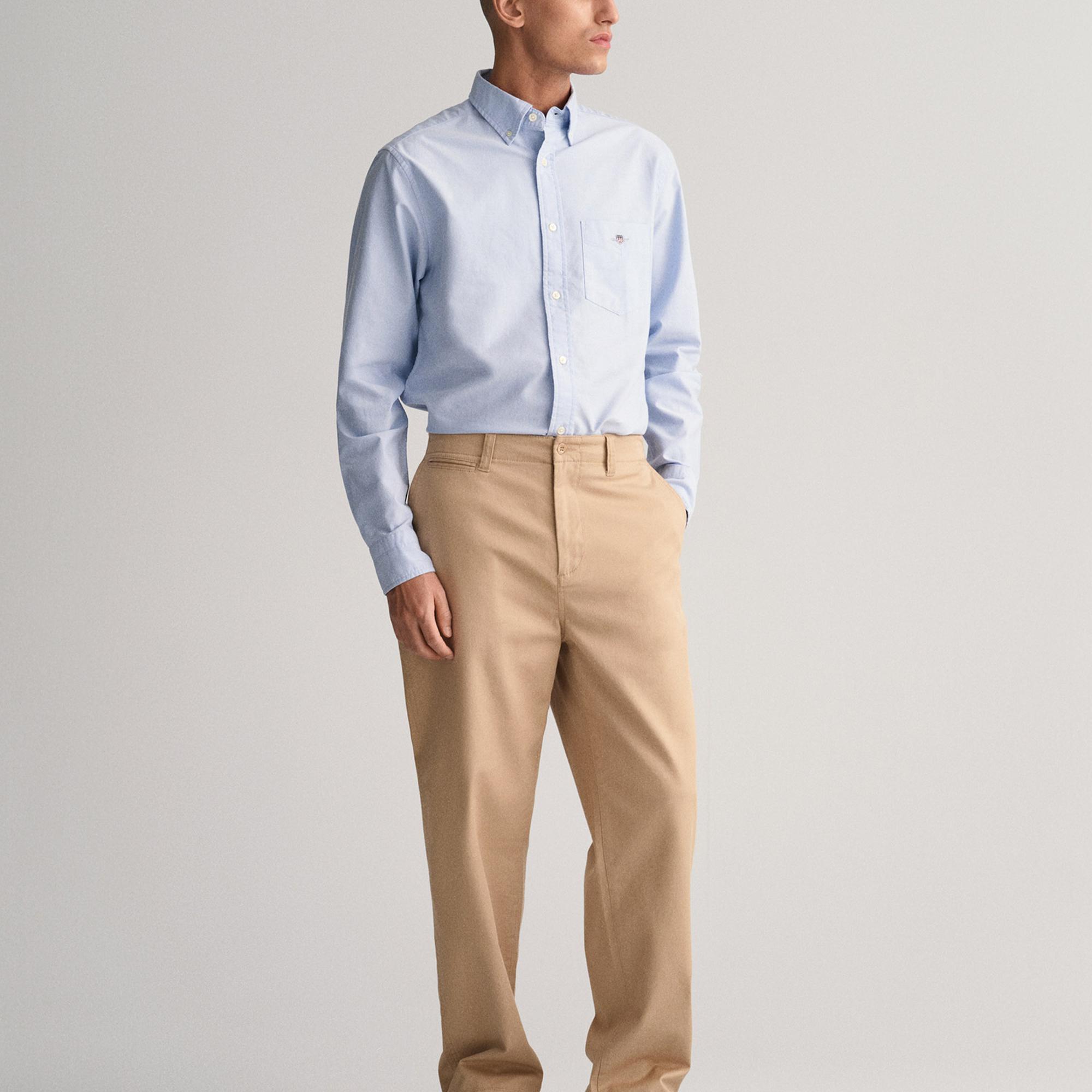 GANT Erkek Mavi Regular Fit Düğmeli Yaka Oxford Gömlek