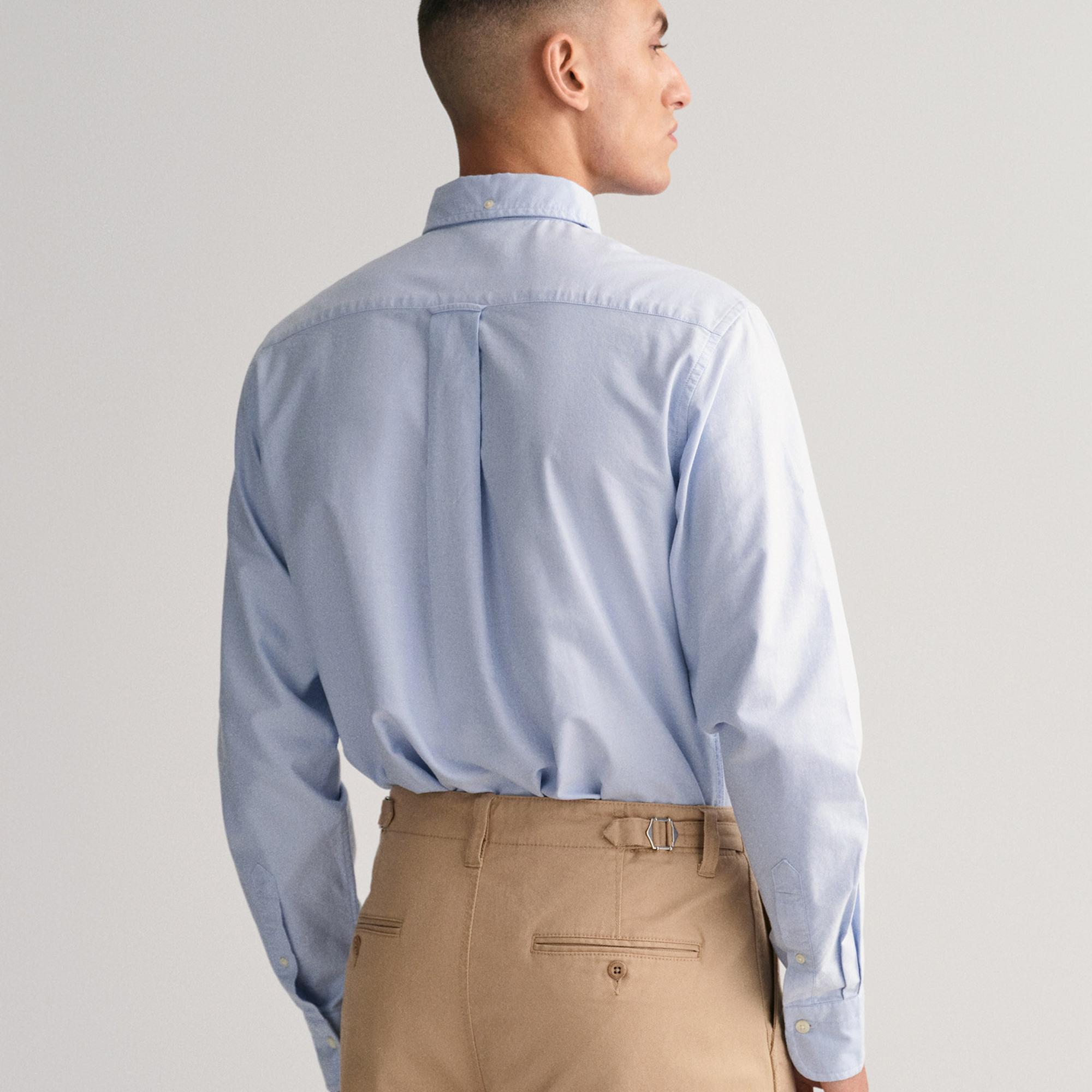 GANT Erkek Mavi Regular Fit Düğmeli Yaka Oxford Gömlek