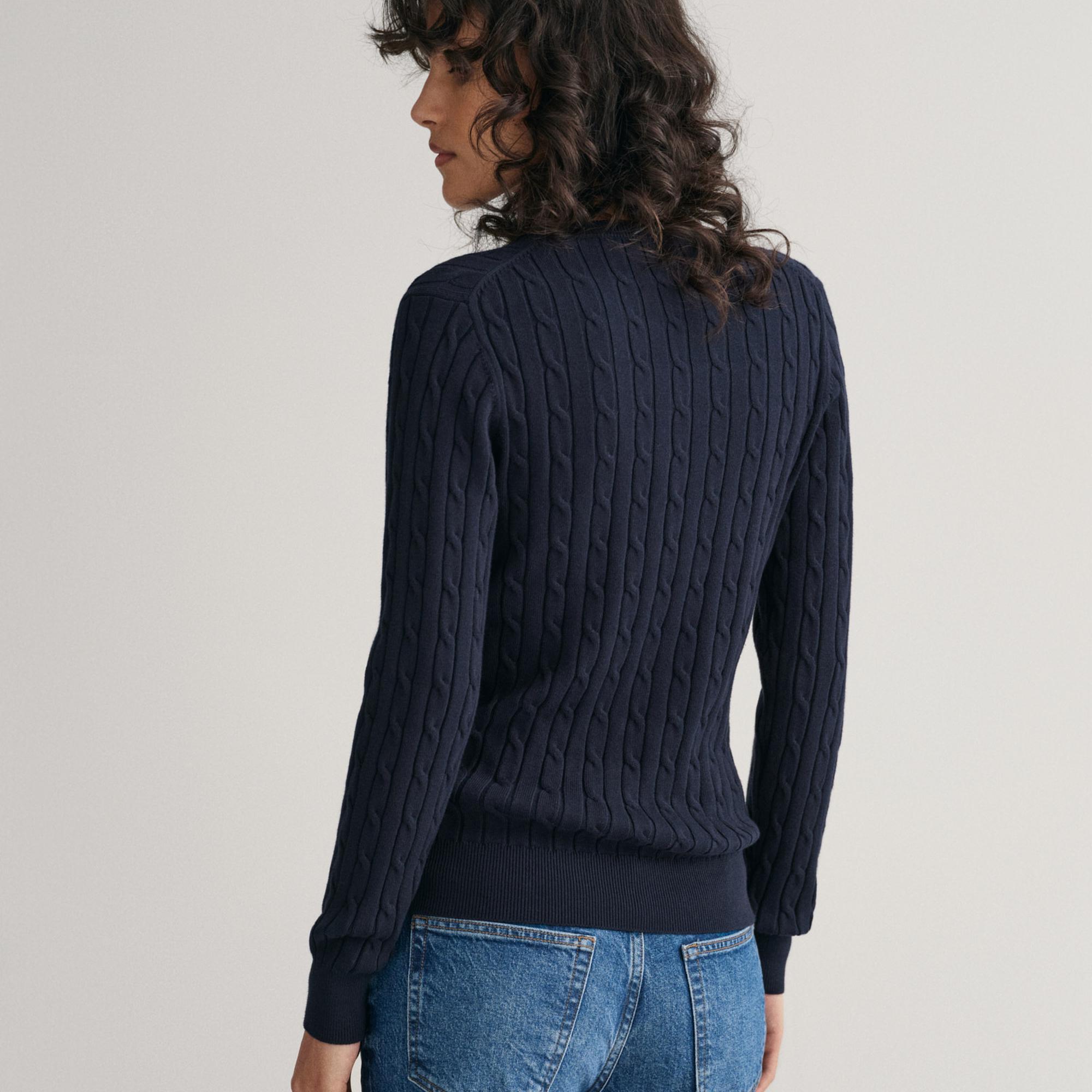 GANT Kadın Lacivert V Yaka Örgü Kazak