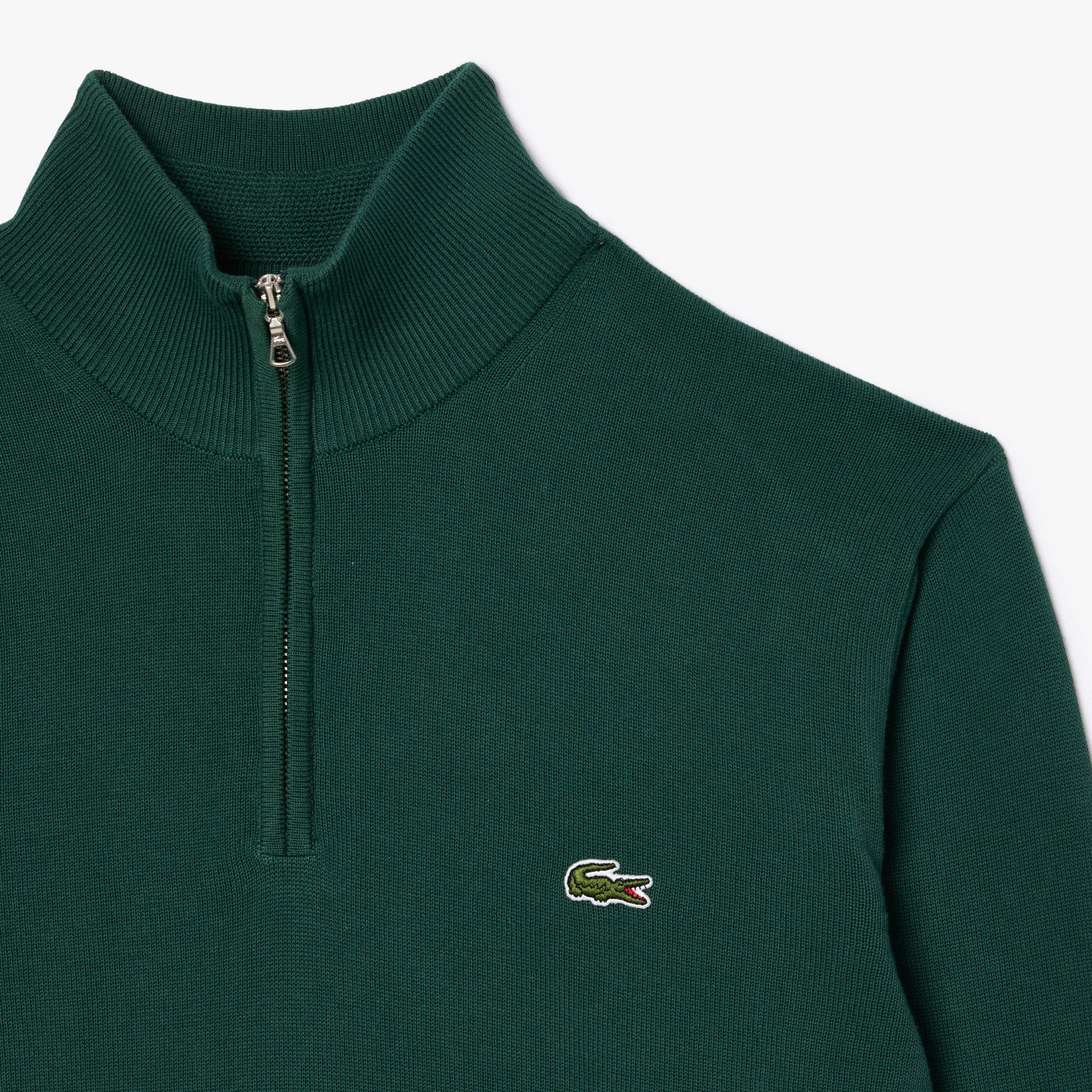 Lacoste Erkek Regular Fit Yarım Fermuarlı Koyu Yeşil Kazak