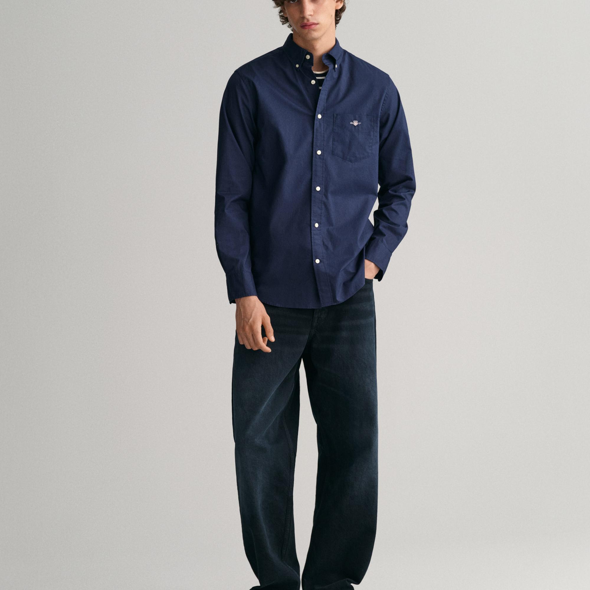 GANT Erkek Lacivert Regular Fit Gömlek