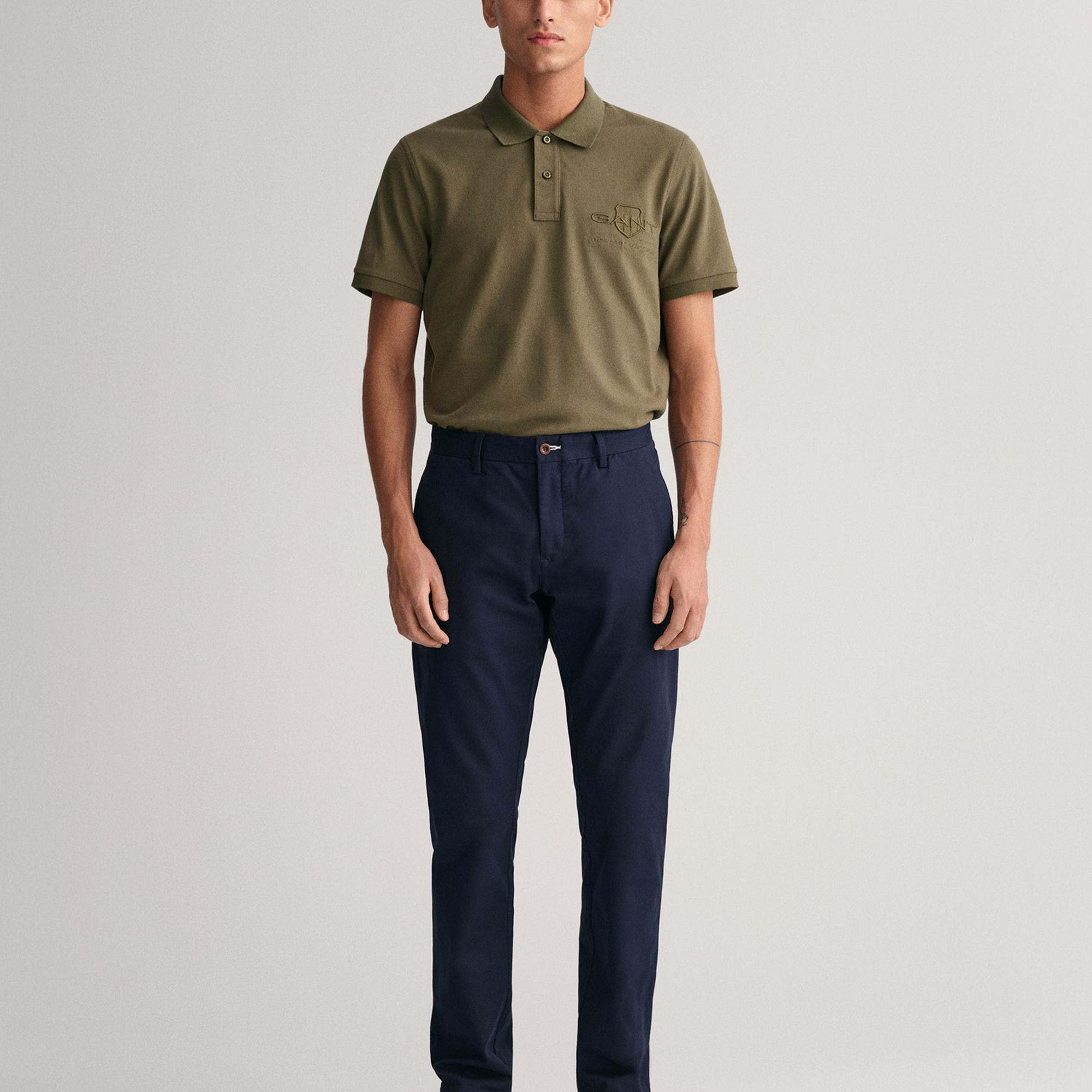 GANT Erkek Lacivert Slim Fit Chino Pantolon