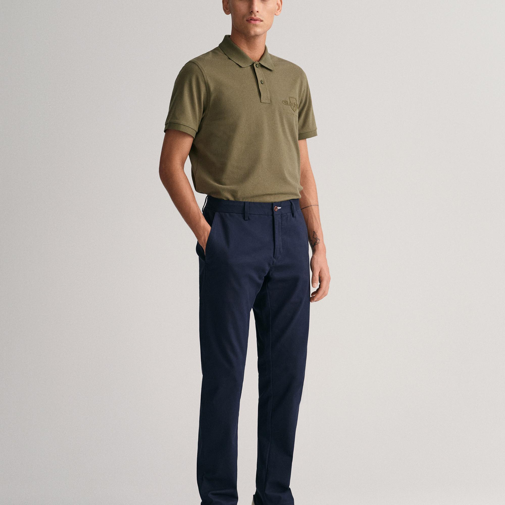 GANT Erkek Lacivert Slim Fit Chino Pantolon