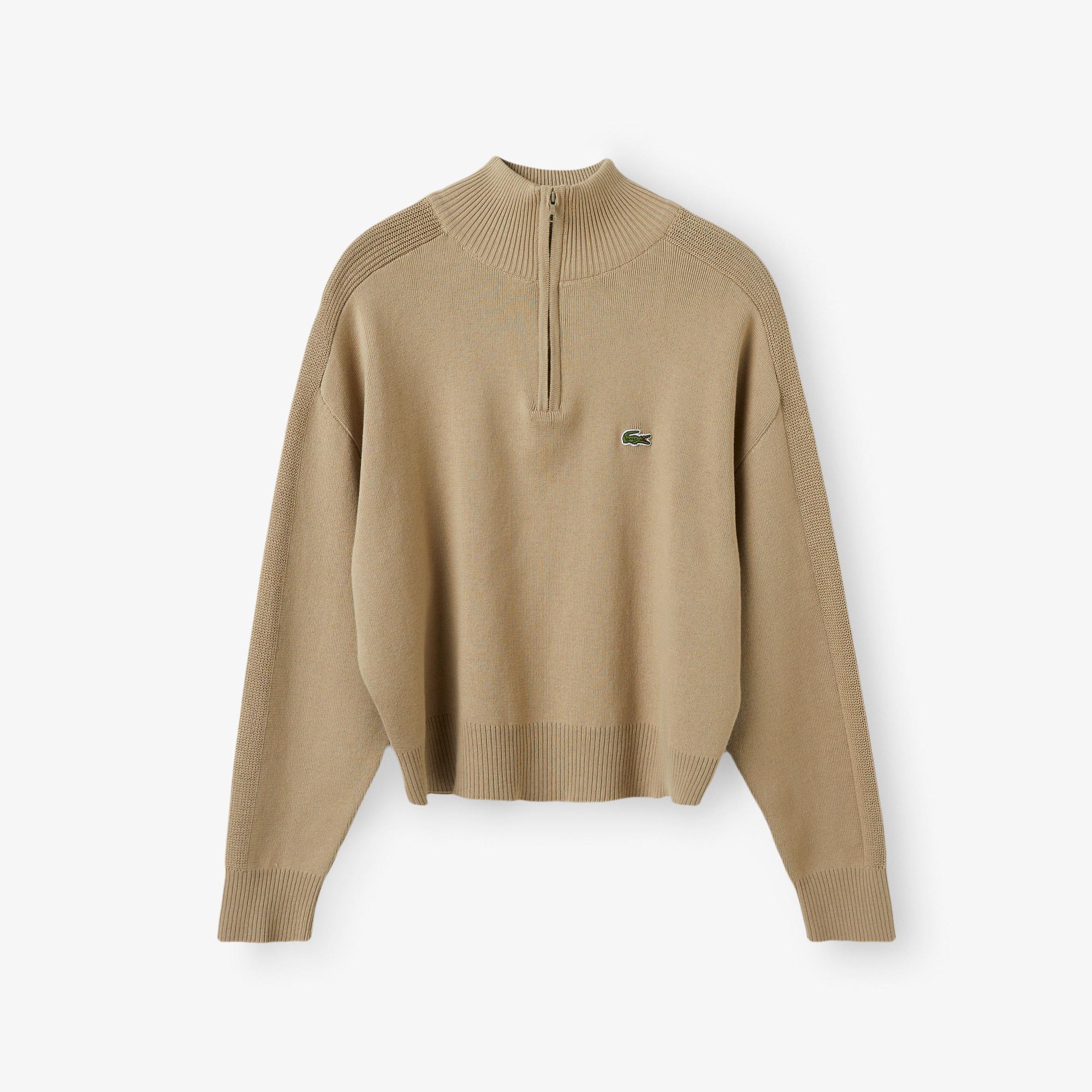 Kadın Relaxed Fit Yarım Fermuarlı Krem Triko