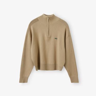  Kadın Relaxed Fit Yarım Fermuarlı Krem Triko