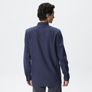  Erkek Regular Fit Ekose Lacivert Gömlek