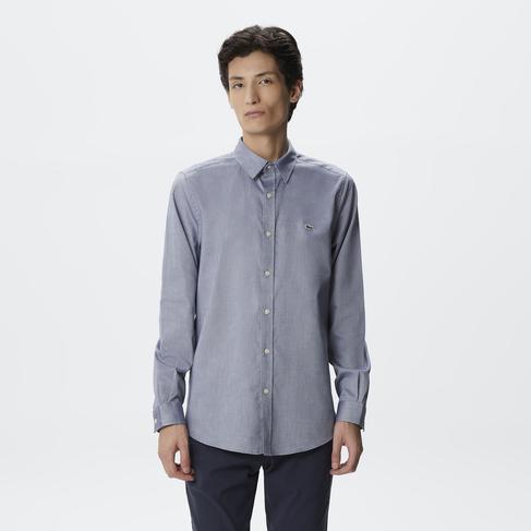  Erkek Slim Fit Düğmeli Yaka Lacivert Gömlek