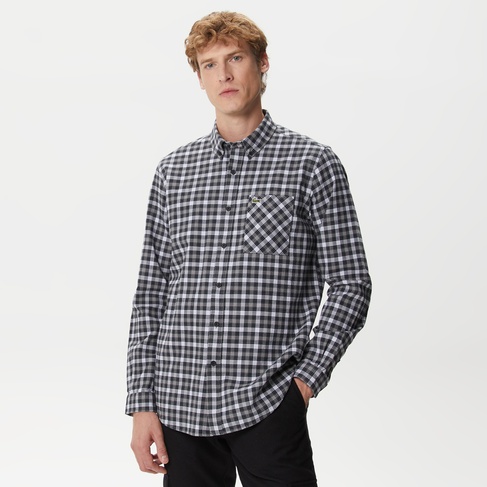  Erkek Regular Fit Ekose Gri Gömlek