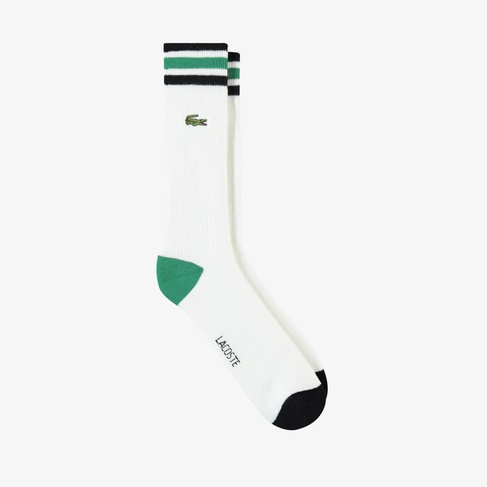  Lacoste Erkek Çizgili Beyaz Çorap
