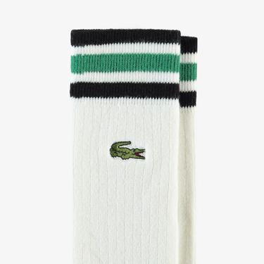  Lacoste Erkek Çizgili Beyaz Çorap