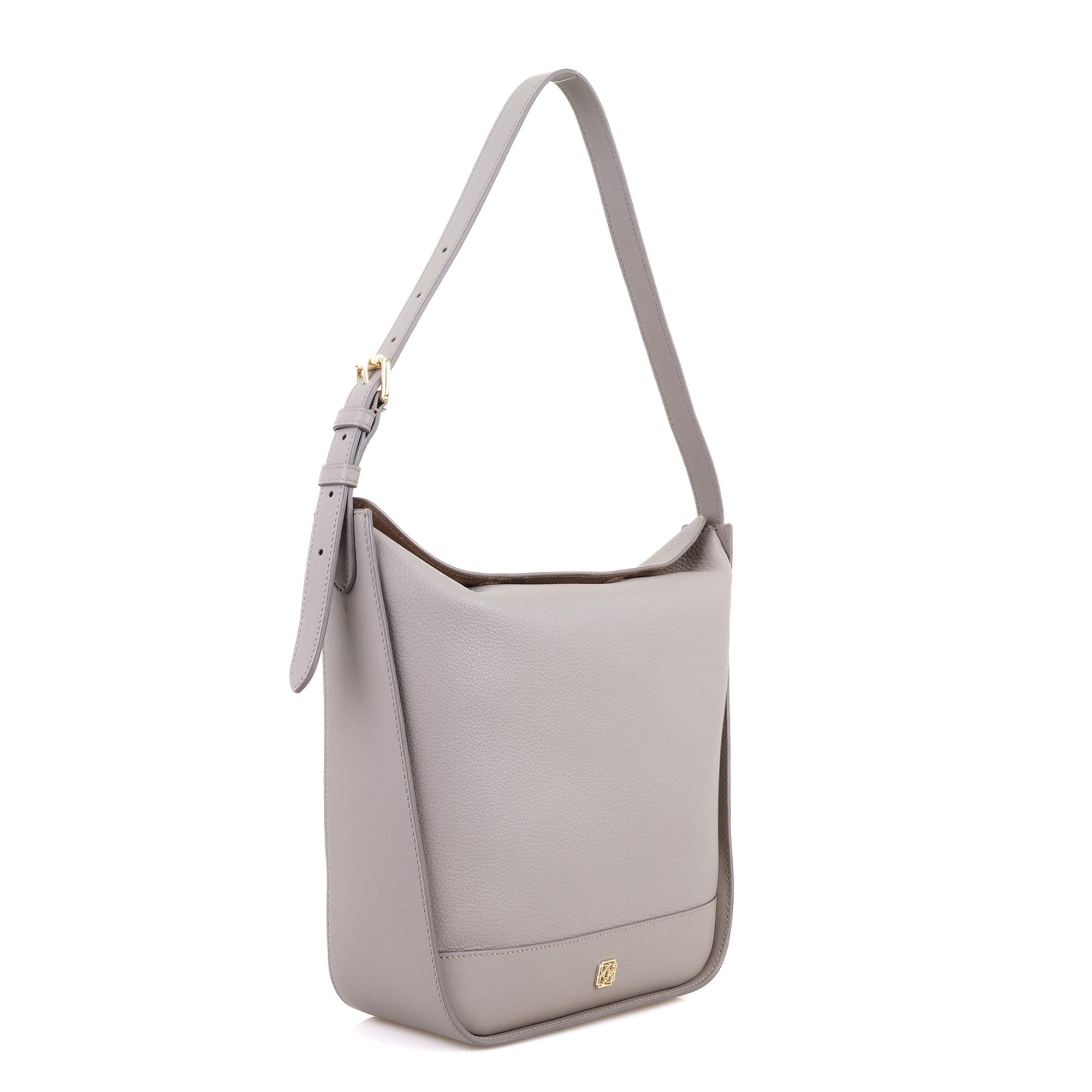 Samic Gri Kadın Deri Postacı Çantası