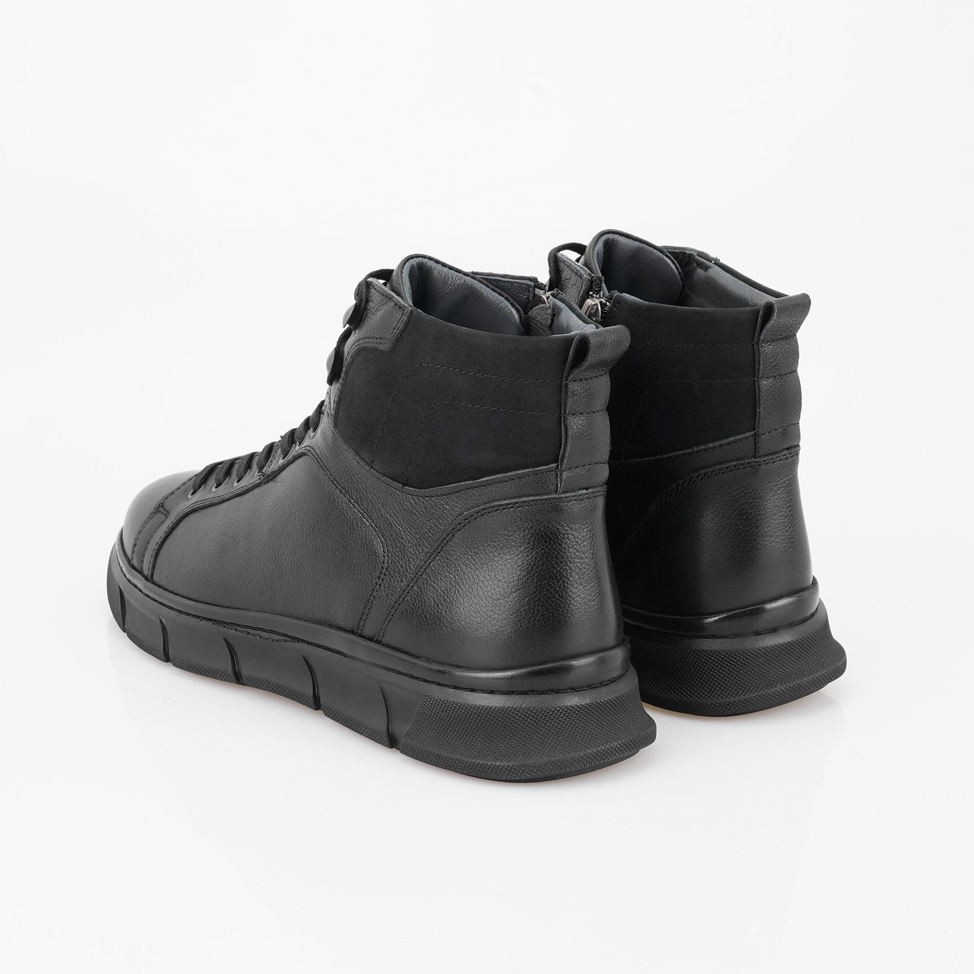 Axel Siyah Erkek Fermuarlı Deri Bot