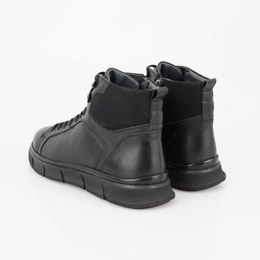  Axel Siyah Erkek Fermuarlı Deri Bot