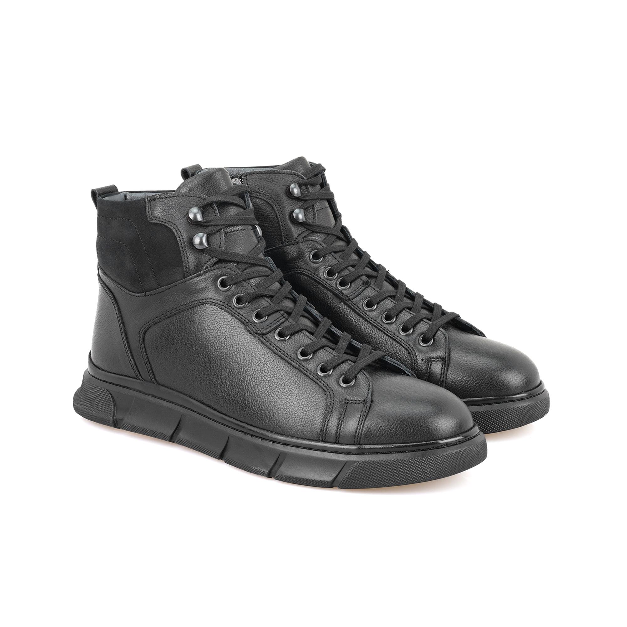 Axel Siyah Erkek Fermuarlı Deri Bot