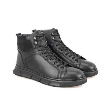  Axel Siyah Erkek Fermuarlı Deri Bot