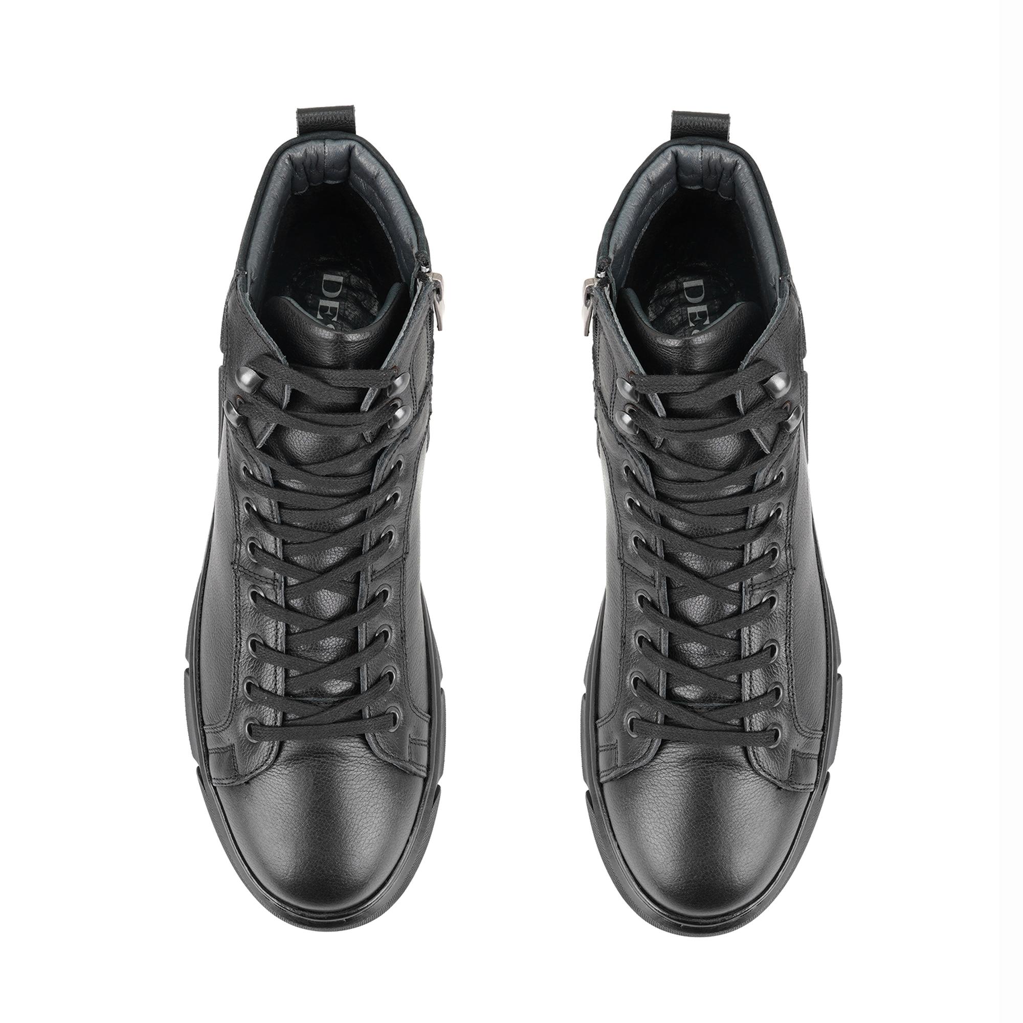 Axel Siyah Erkek Fermuarlı Deri Bot