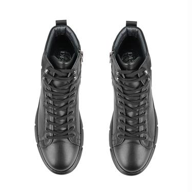  Axel Siyah Erkek Fermuarlı Deri Bot