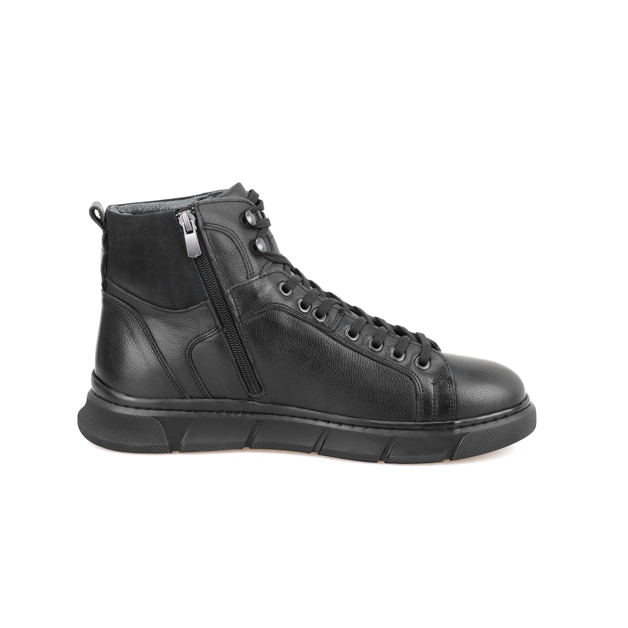 Axel Siyah Erkek Fermuarlı Deri Bot